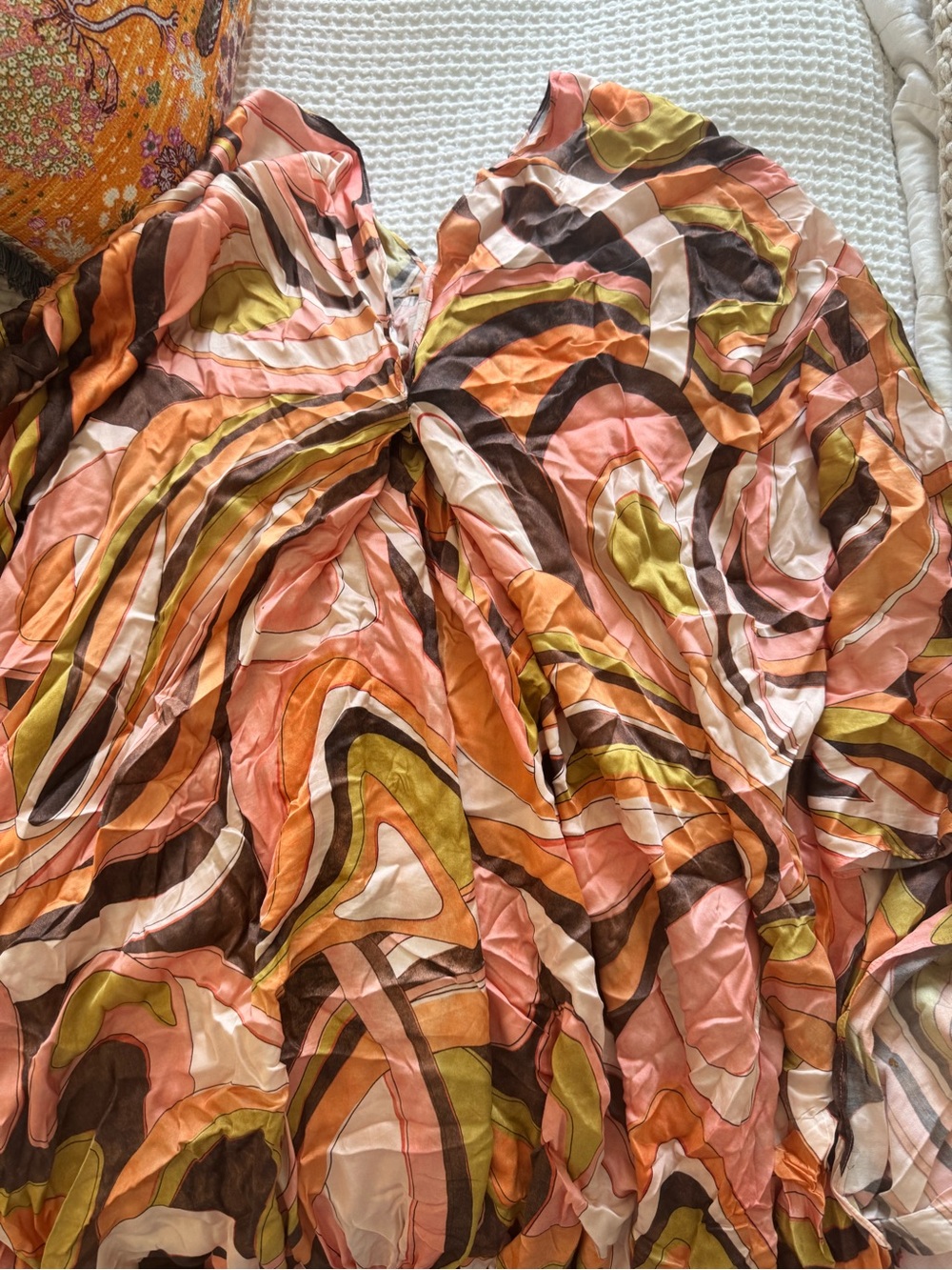 Alexis Multicolor Swirl Mini Dress in Peach, Pink, Brown - Picture 2 of 3